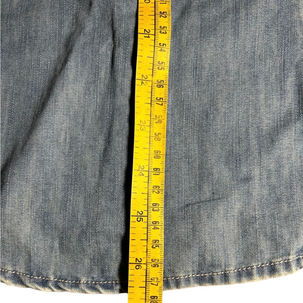 Juicy Couture Studded Collar Denim Jean Shirt Pockets Flap Long Sleeve Small - Picture 9 of 10